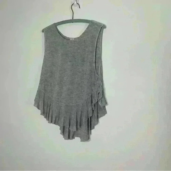 Free People Uptown Ruffle Tank in Grey Heather sz small - Picture 4 of 7